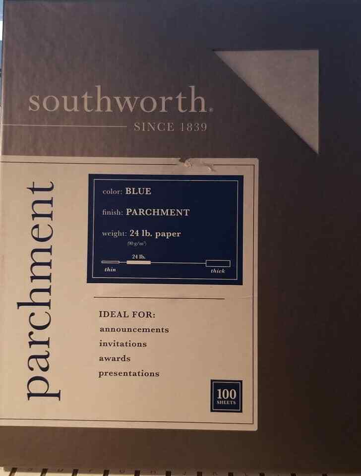 Southworth Textures Parchment Paper 8.5 x 11″ Blue 100 Sheets P964CK (LOC S13)