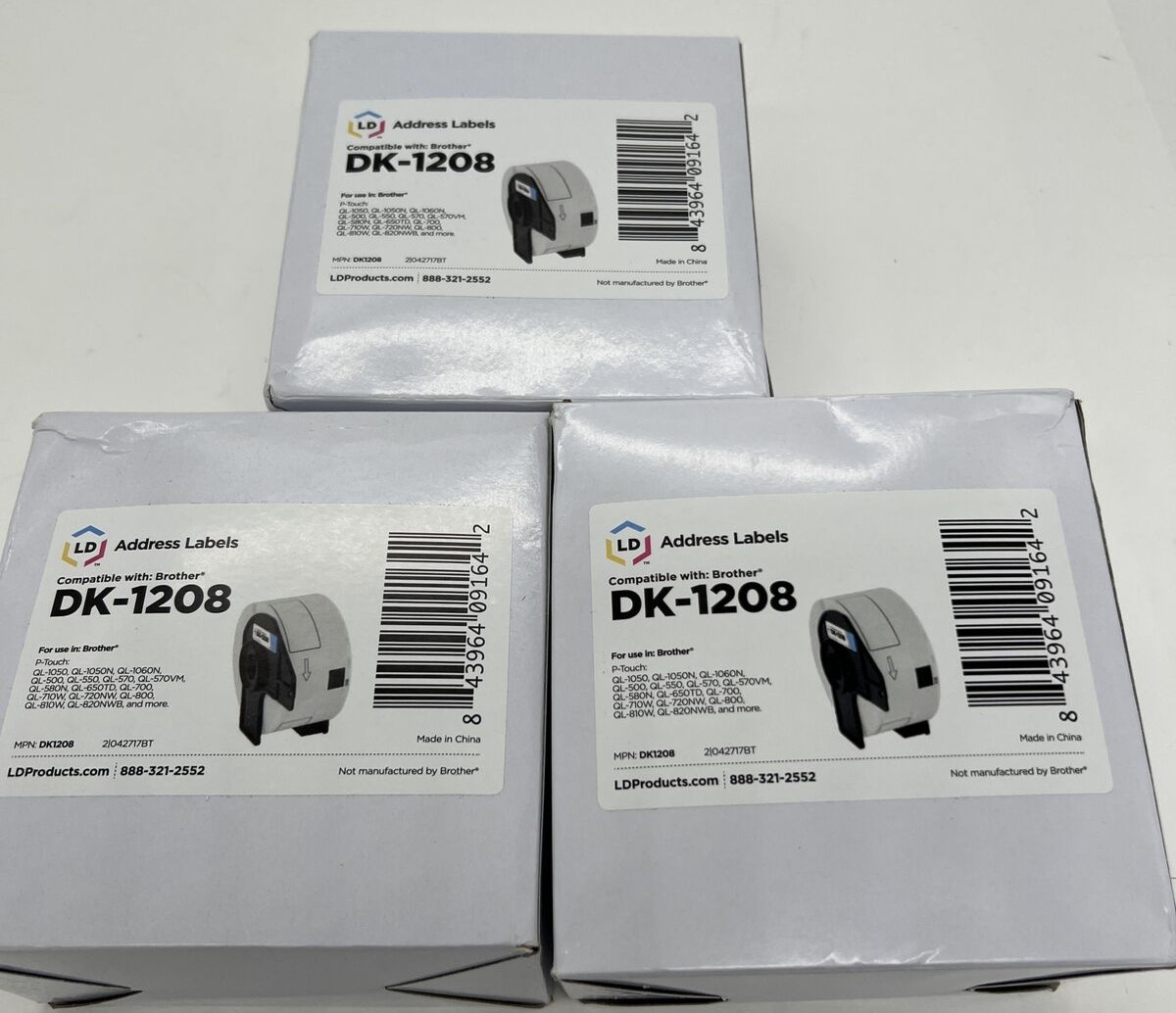 3 Count 1200 LabelsLD Compatible Brother DK-1208 Address Labels 1.4″ x 3.5″