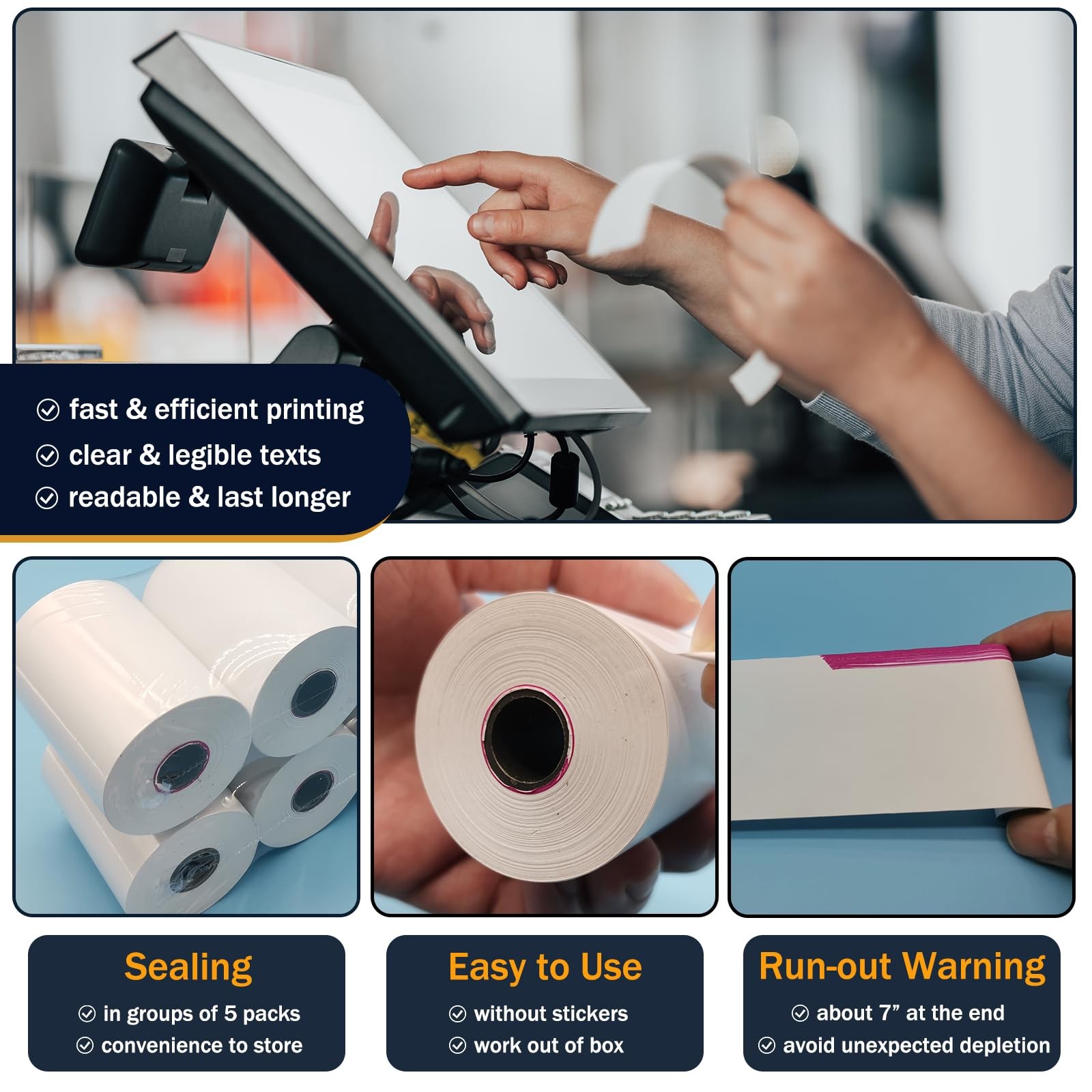 (10 Rolls) 3 1/8 x 230 Thermal Paper Rolls, BPA Free 10 white