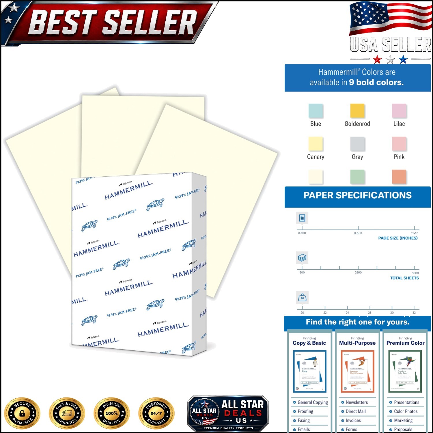 Environmentally Friendly 20 lb Cream Copy Paper – 500 Sheets, Smooth Finish
