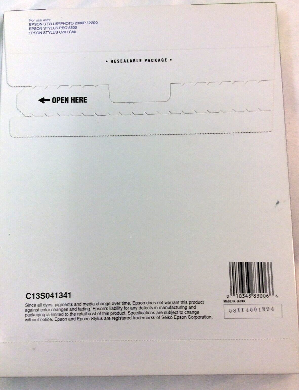 EPSON S041341 Enhanced Matte Paper (Archival Matte Paper) Professional 8.5 x 11