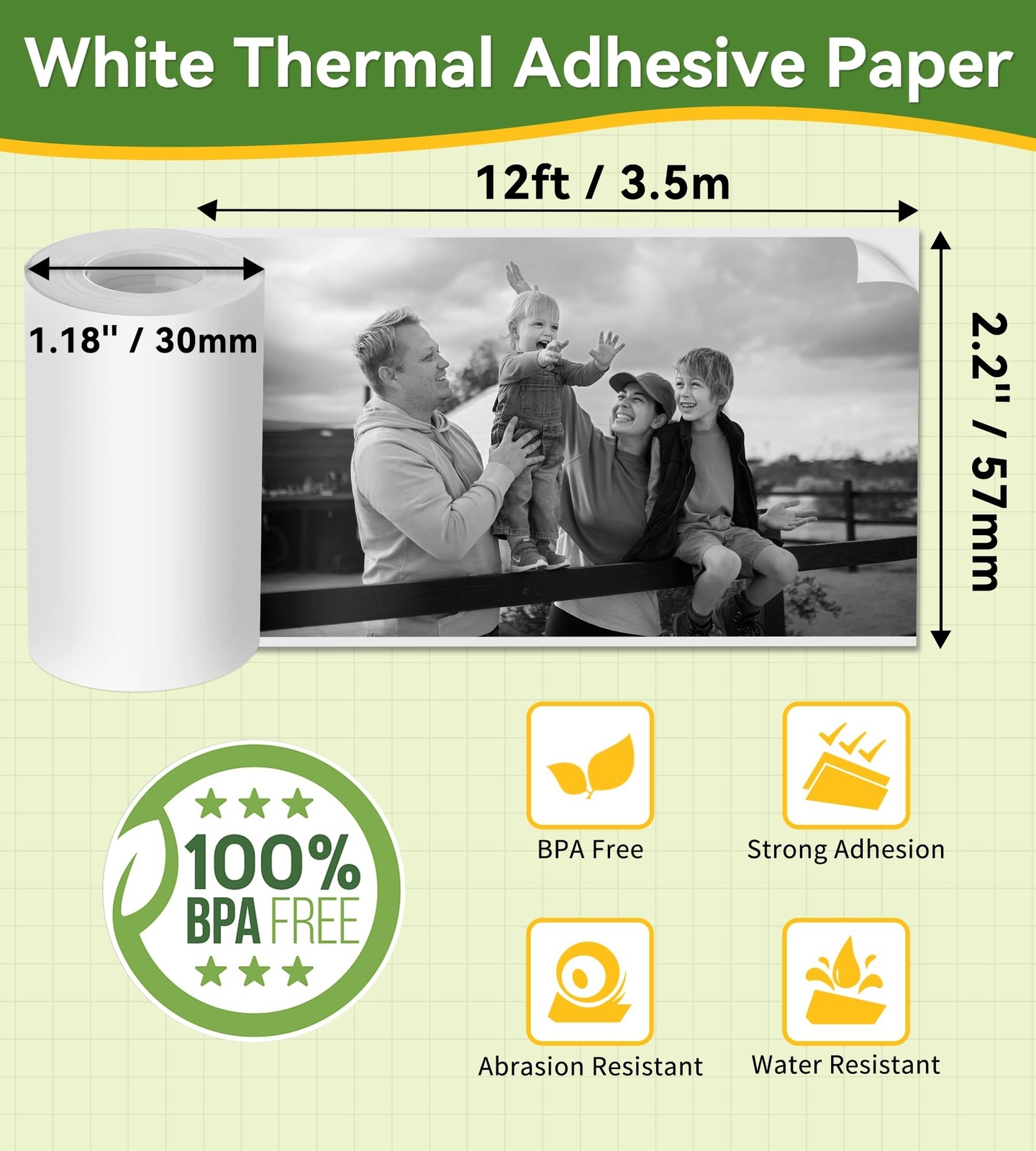 6 Roll Mini Sticker Printer Photo Paper,57 x 30mm Thermal Printer Paper White…