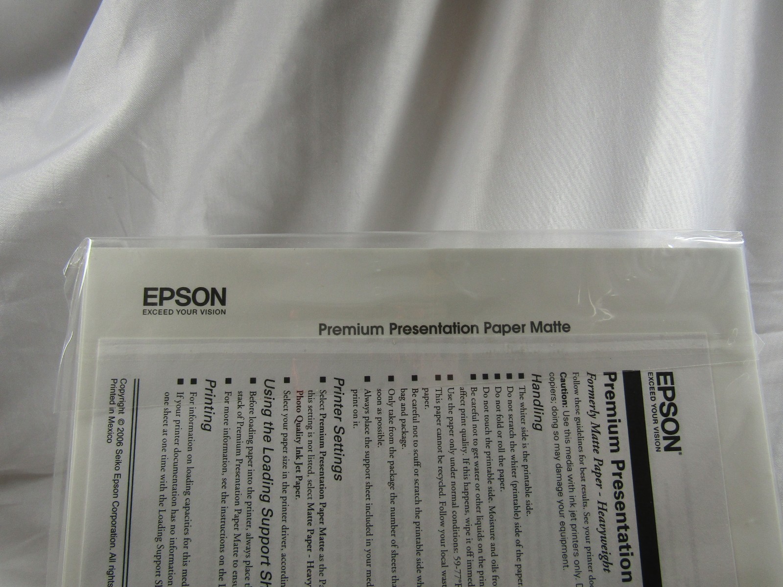 EPSON~PREMIUM Presentation Paper~MATTE~50~Letter Size~44lb/9 mil*SEALED*S041257