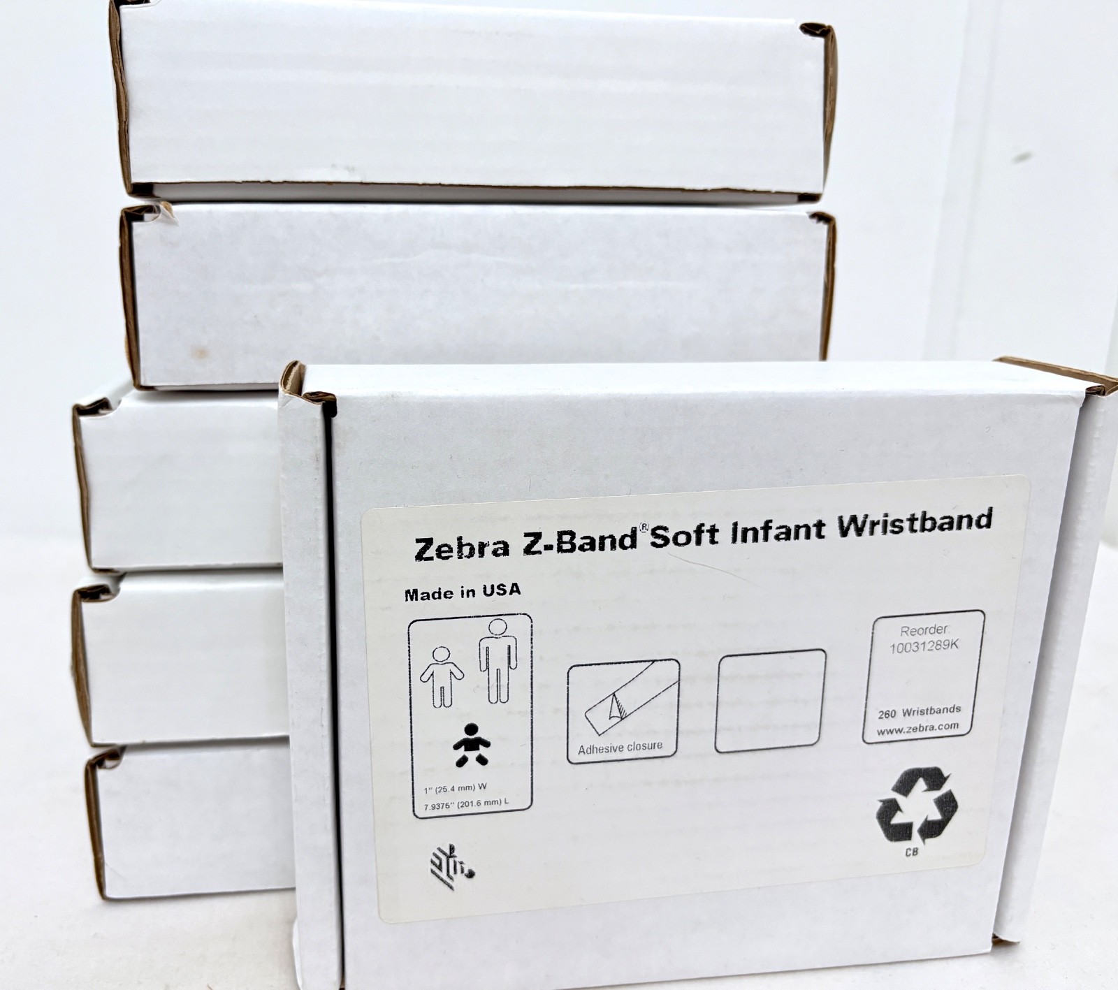 Zebra 10031289K Z-Band Soft Infant Wristband 1” x 7.9” Lot of 6 – 260 per Cart