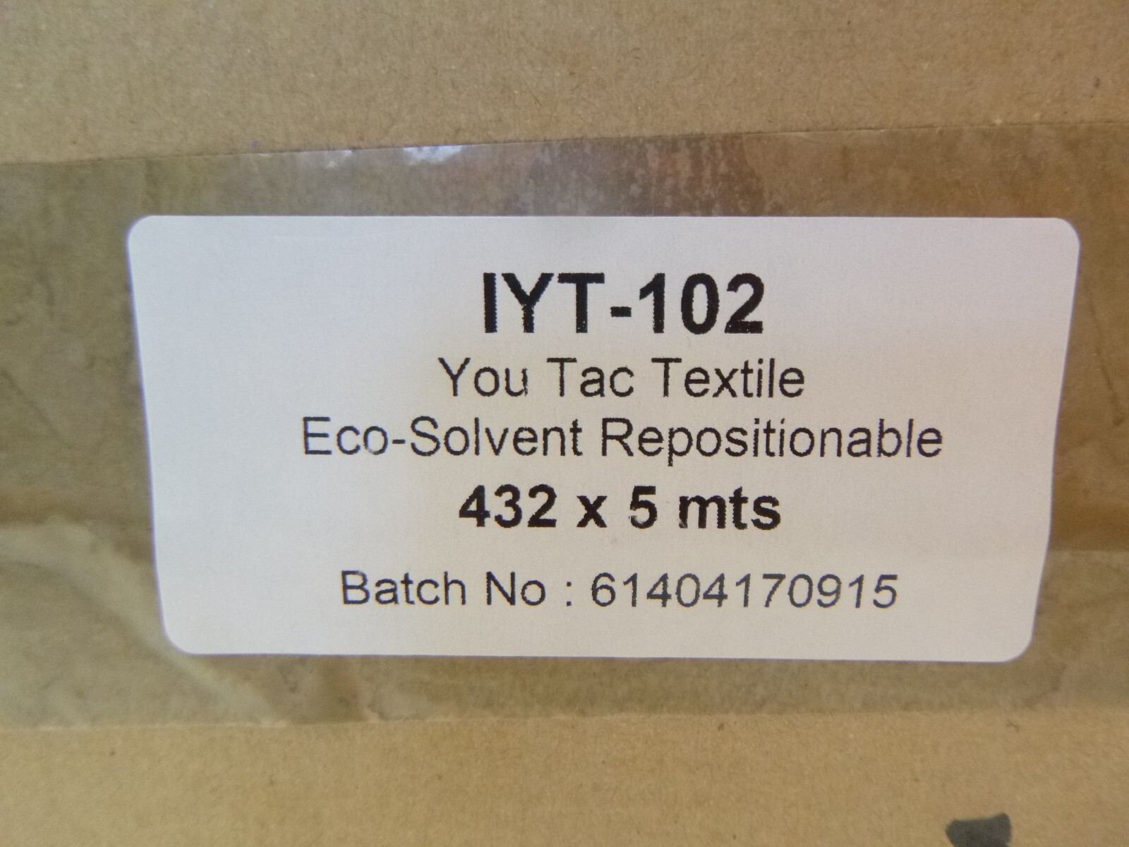 IYT-102 You-Tac Textile Eco-Solvent Repositionable Polyester Fabric 432 x 5 mts