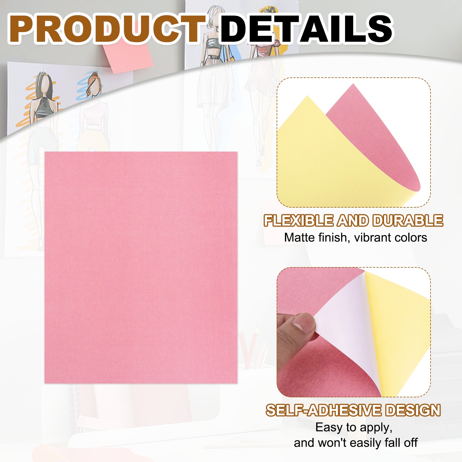 30 Sheets Printable Self Adhesive Sticker Paper for Inkjet Printer, Light Pink