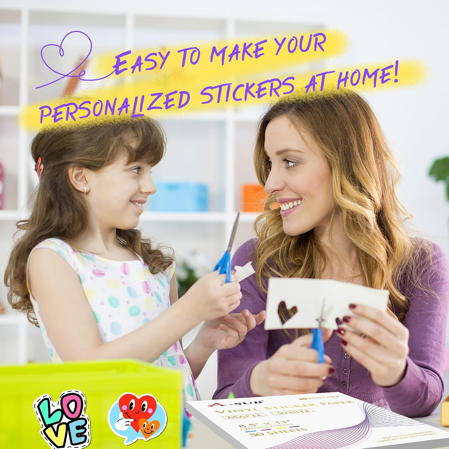 Premium Printable Vinyl Sticker Paper for Inkjet Printers, 50 Sheets Matte White
