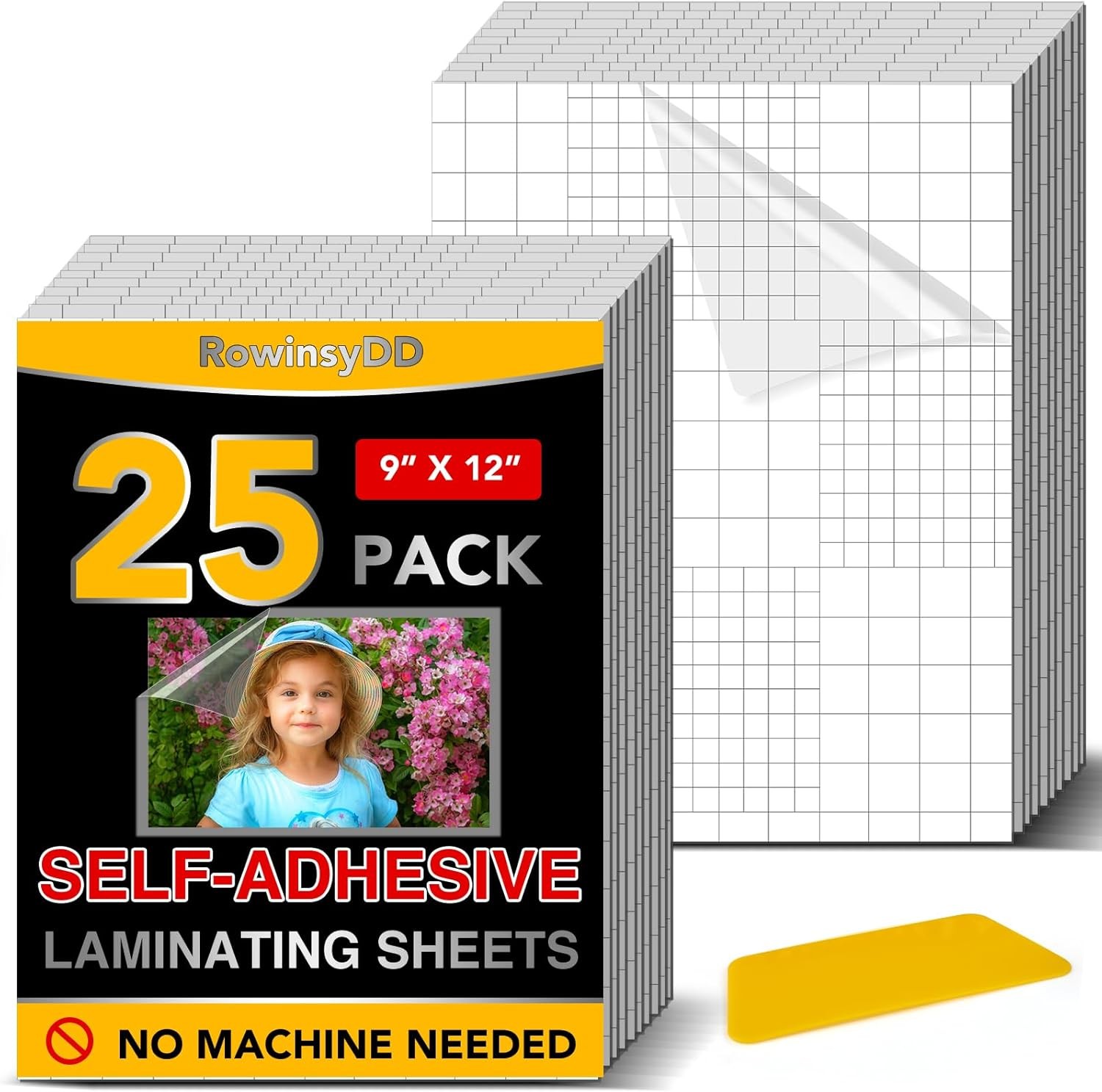 25 Pack Self Adhesive Laminating Sheets, 9 X 12 Inch, Clear Sticker Laminate