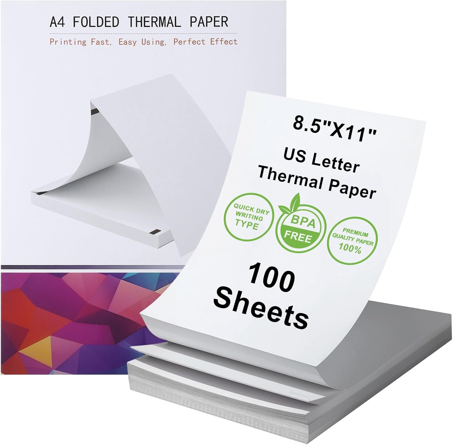 100 Sheets Thermal Printer Paper 8.5 X 11 Inch US Letter Size Thermal Paper