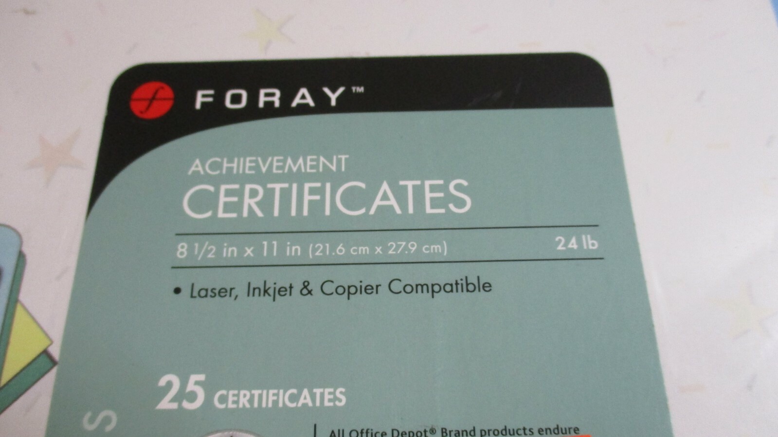 FORAY~ACHIEVEMENT AWARD CERTIFICATES COMPUTER PRINTER PAPER~25 Sheets~NIP
