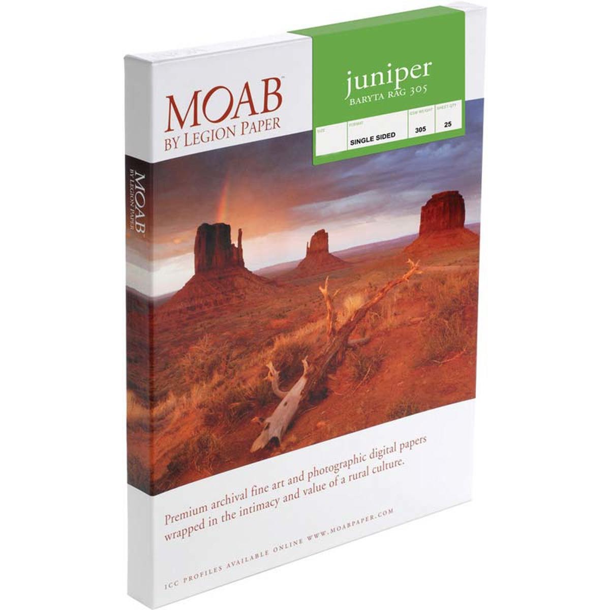 Moab Juniper Baryta Rag Glossy Fine Art Inkjet Print Paper, 8.5×11″, 305gsm, 25
