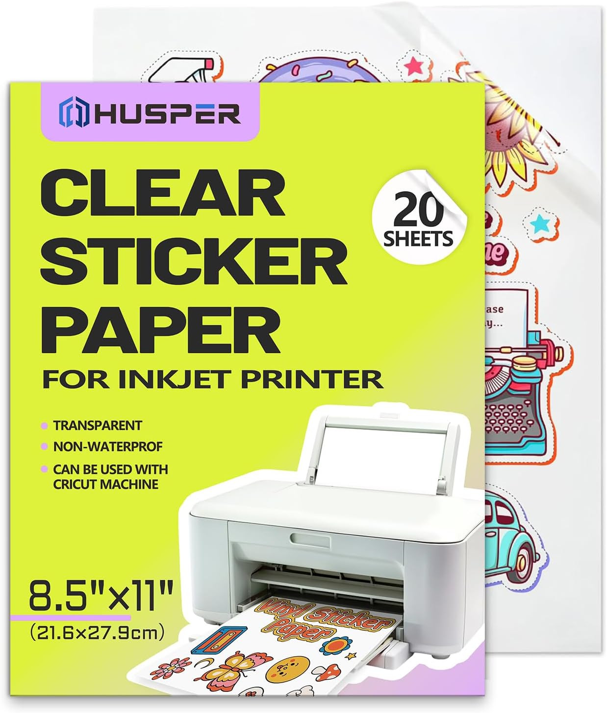Clear Sticker Paper for Inkjet Printer – Transparent Glossy 8.5 X 11