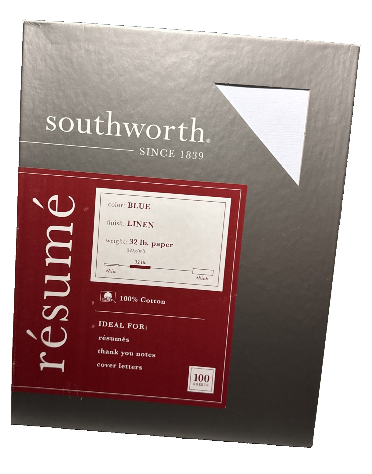 Southworth Parchment Paper 32 lb Blue 100 Bright 8.5 x 11 400 sheets