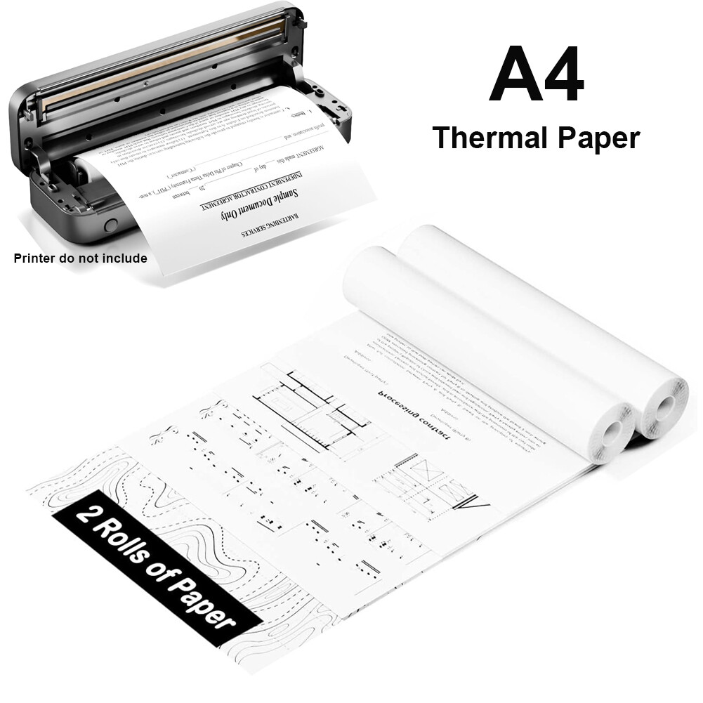 2 Rolls A4 Thermal Printer Paper 8.5″ Width 7M Long for Itari M08F M832 Phomemo