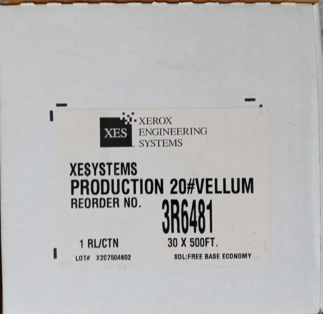 Xerox 20# Vellum Print Media 30″x500′ Roll w-3″ Core