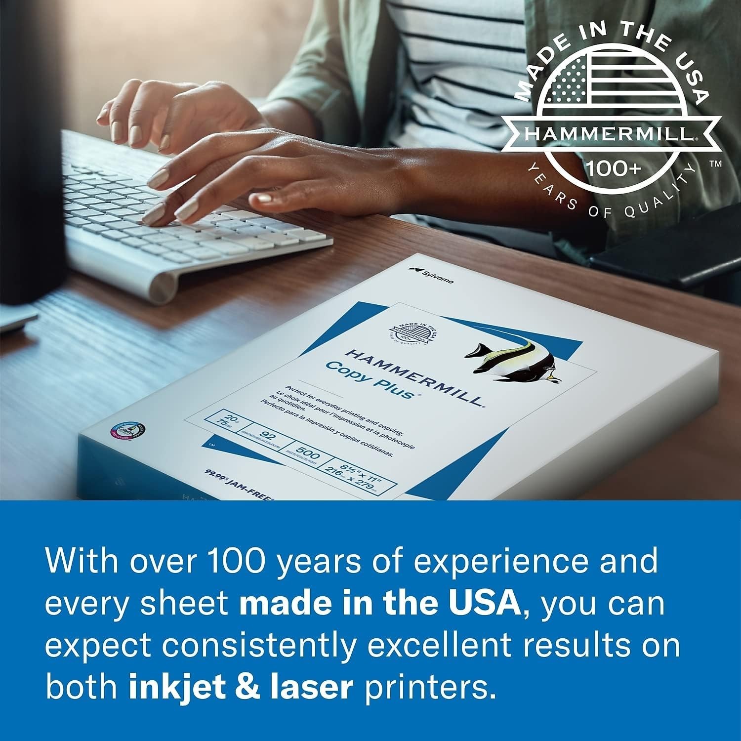 ColorLok Technology Printer Paper – 24 lb, 8.5×11, 2,500 Sheets USA Made