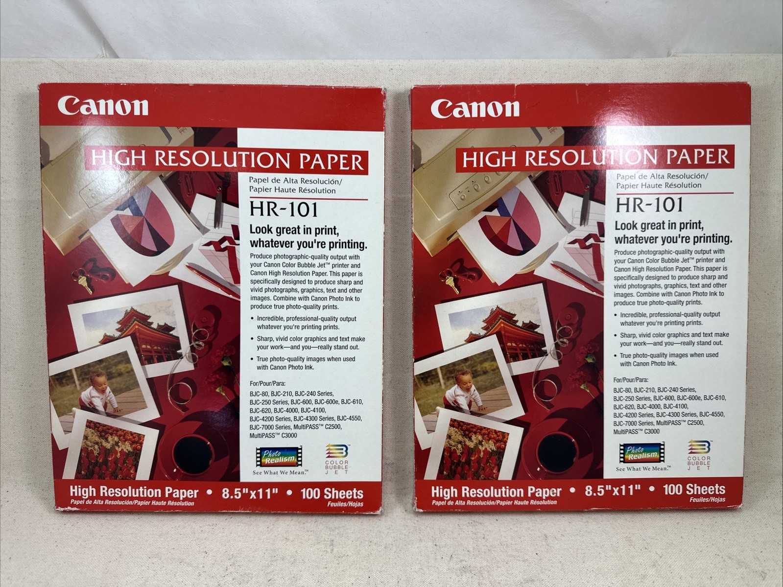 Two Pack New Canon HR-101 High Resolution Paper, 8-1/2 x 11, White, 100 Sheets