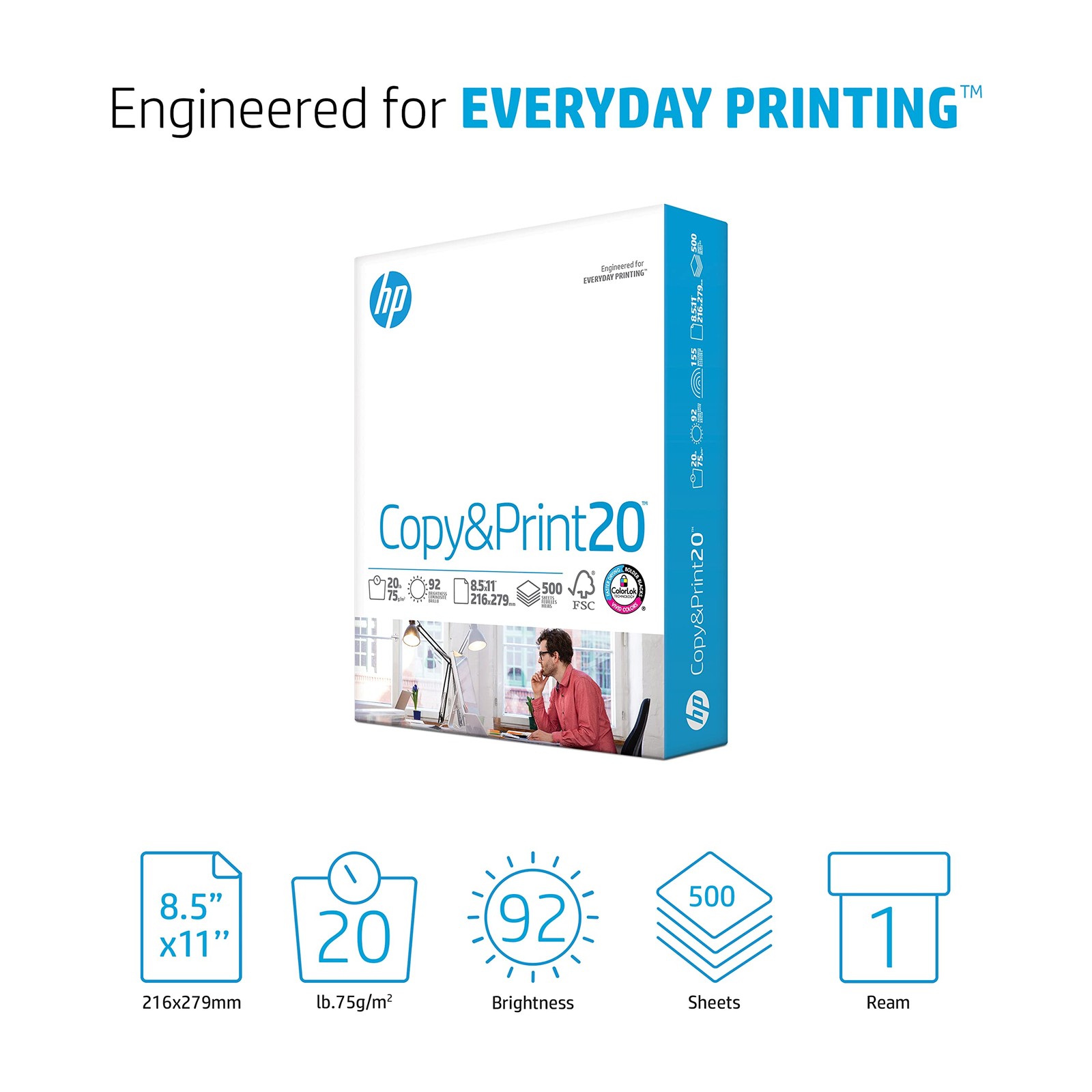 HP Printer Paper | 8.5 x 11 Paper | Copy &Print 20 lb | 1 Ream Case – 500 Sheets