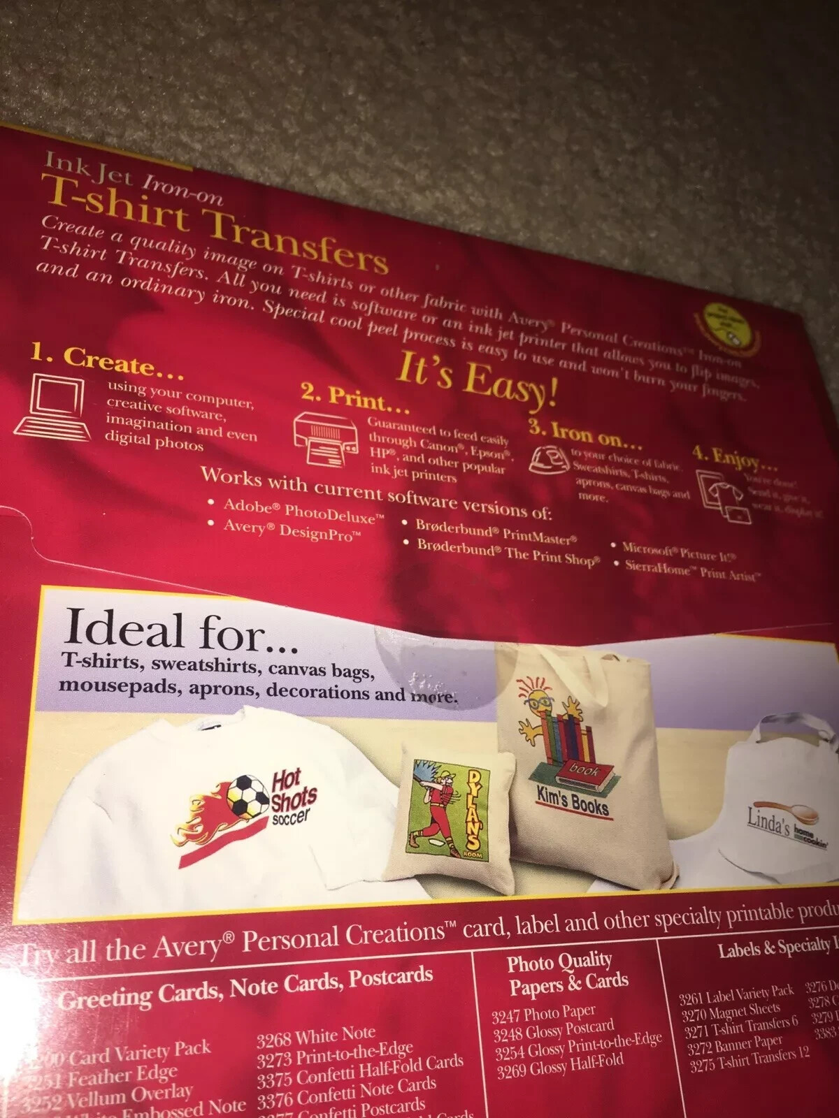 Avery Ink Jet T-Shirt Transfers – 3275 – 12 Sheets – Print Iron On Transfers