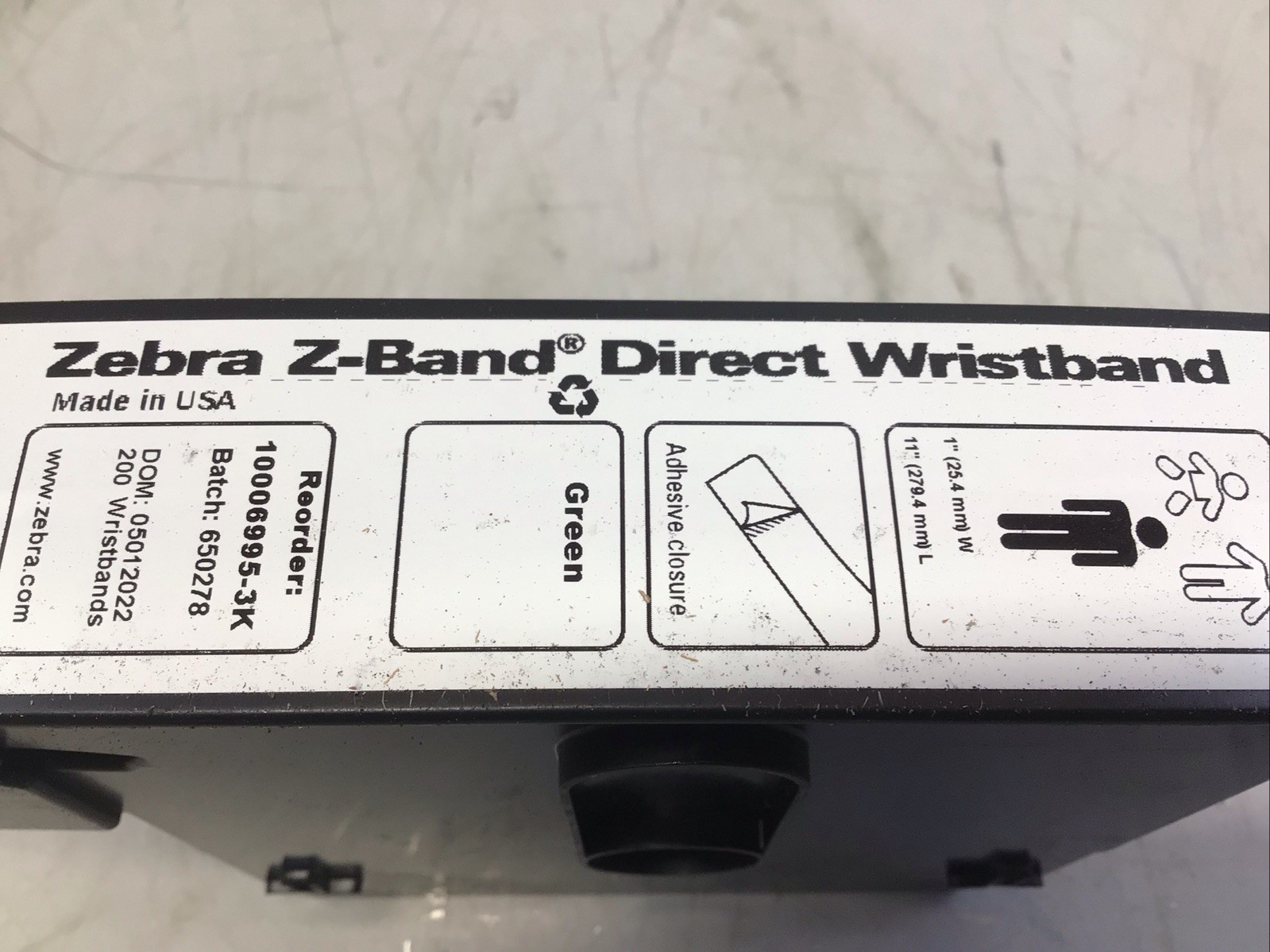 Genuine Zebra Cartrdige 10006995K-3K Z-Band Direct Green Wristband 1″x11″ 200