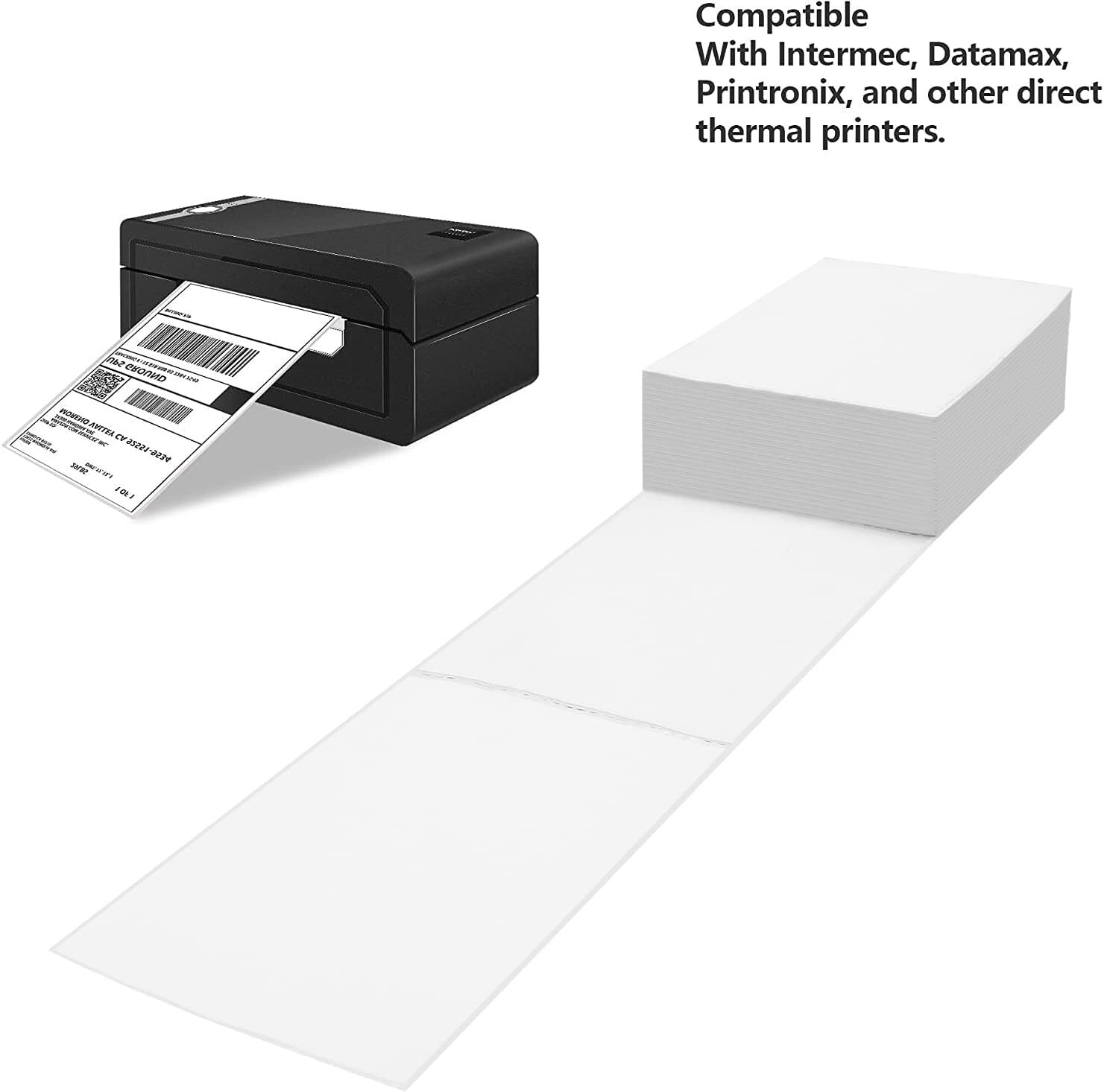 500/1000PCS 4″ x 6″ Fanfold Thermal Shipping Address Label Printer Paper Sticker