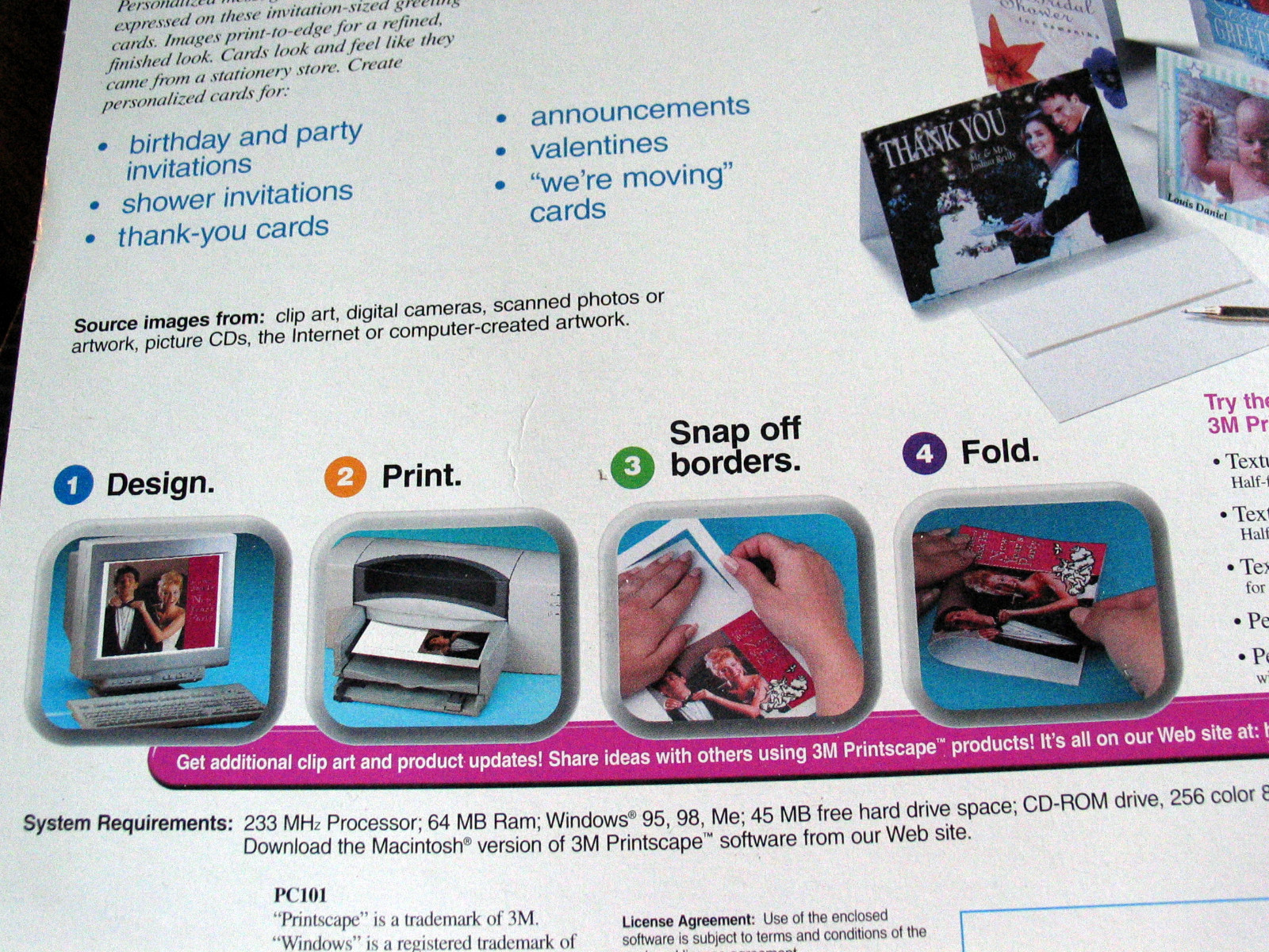 3M Textured Greeting Cards print edge to edge with envelopes