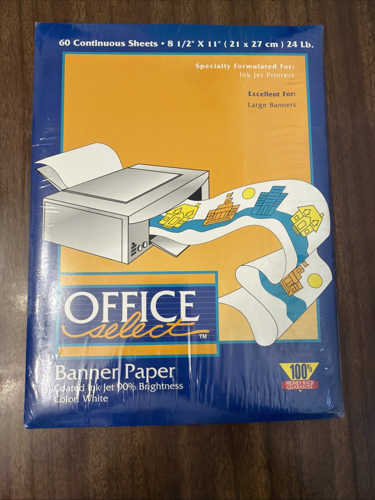 NOS Office Select Banner Paper For Ink Jet Printers 60 Continuous Sheets White