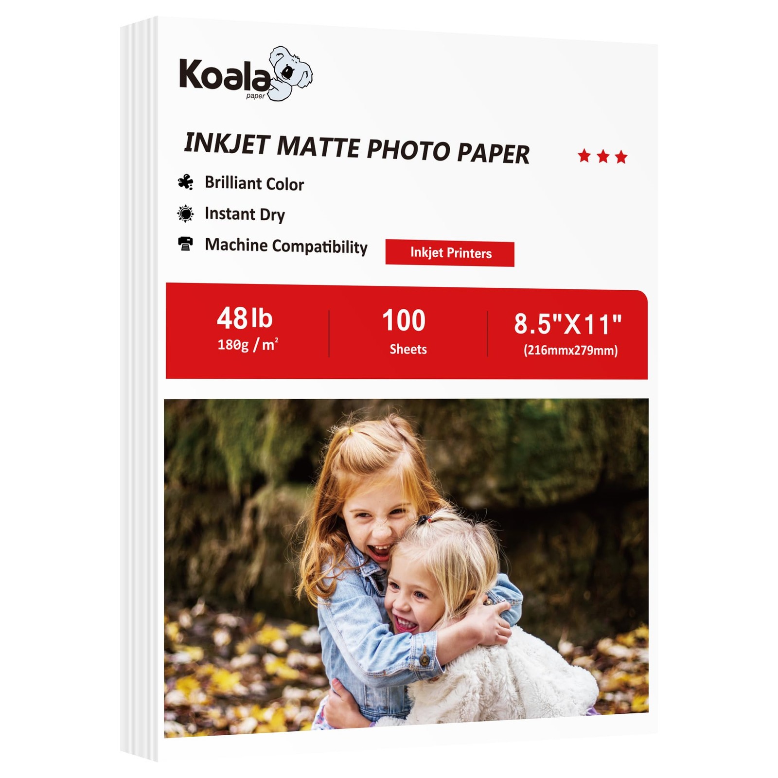 Koala 48LB Matte Coated Inkjet Presentation Paper 8.5×11 In 100 Sheets