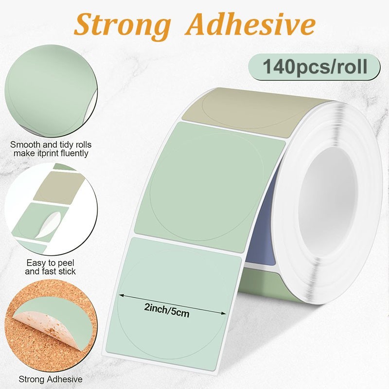 2” Color Cyclic Round Thermal Labels Adhesive Gift Card Printable Sticker Paper