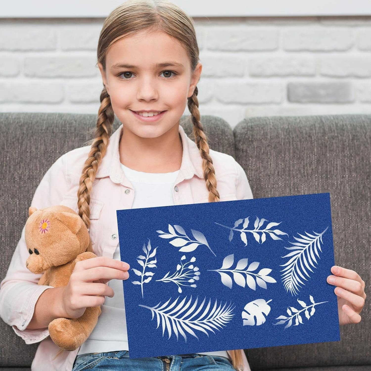 20 PCS Cyanotype Sun Print Kit, A5 Sensitive Solar Art Paper Kit with 20 Pcs Lea
