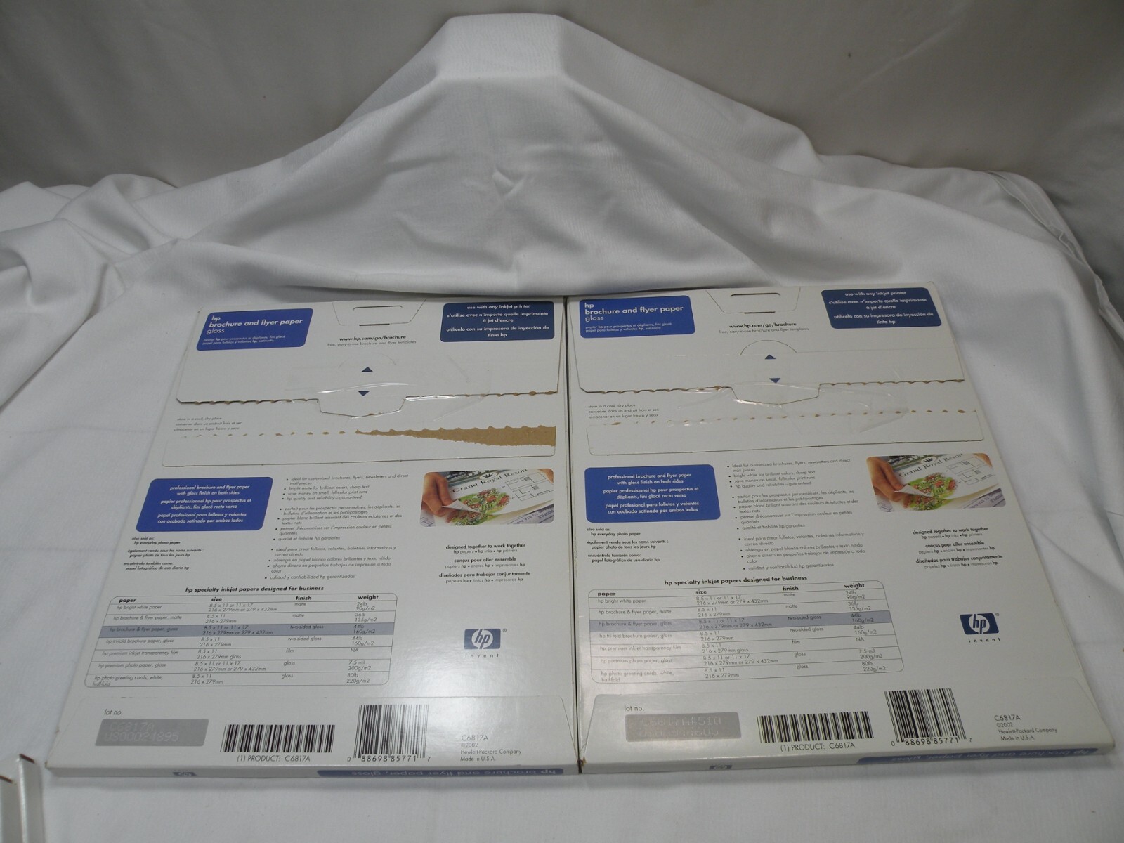 Five HP C6817A, Brochure Flyer Paper 8.5″ x 11″, 44 lb Glossy, 50 sheets Inkjet