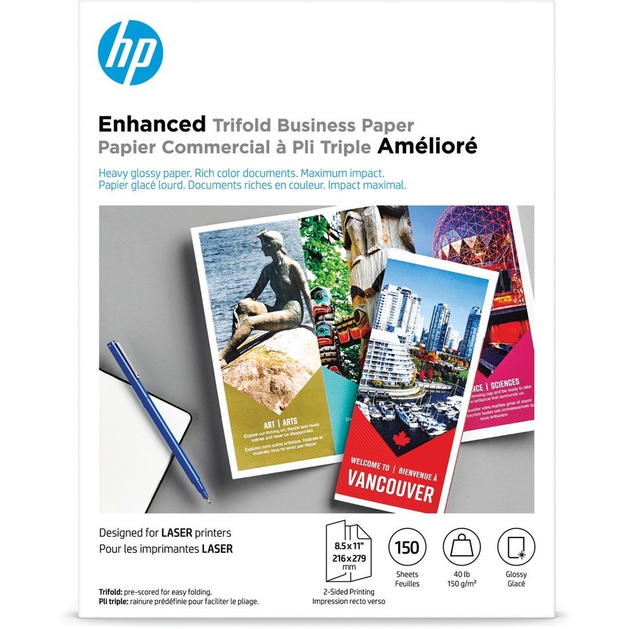 HP Laser Print Flyer Paper 8 1/2″ x 11″ Smooth Glossy 150 / Pack White Q6612A