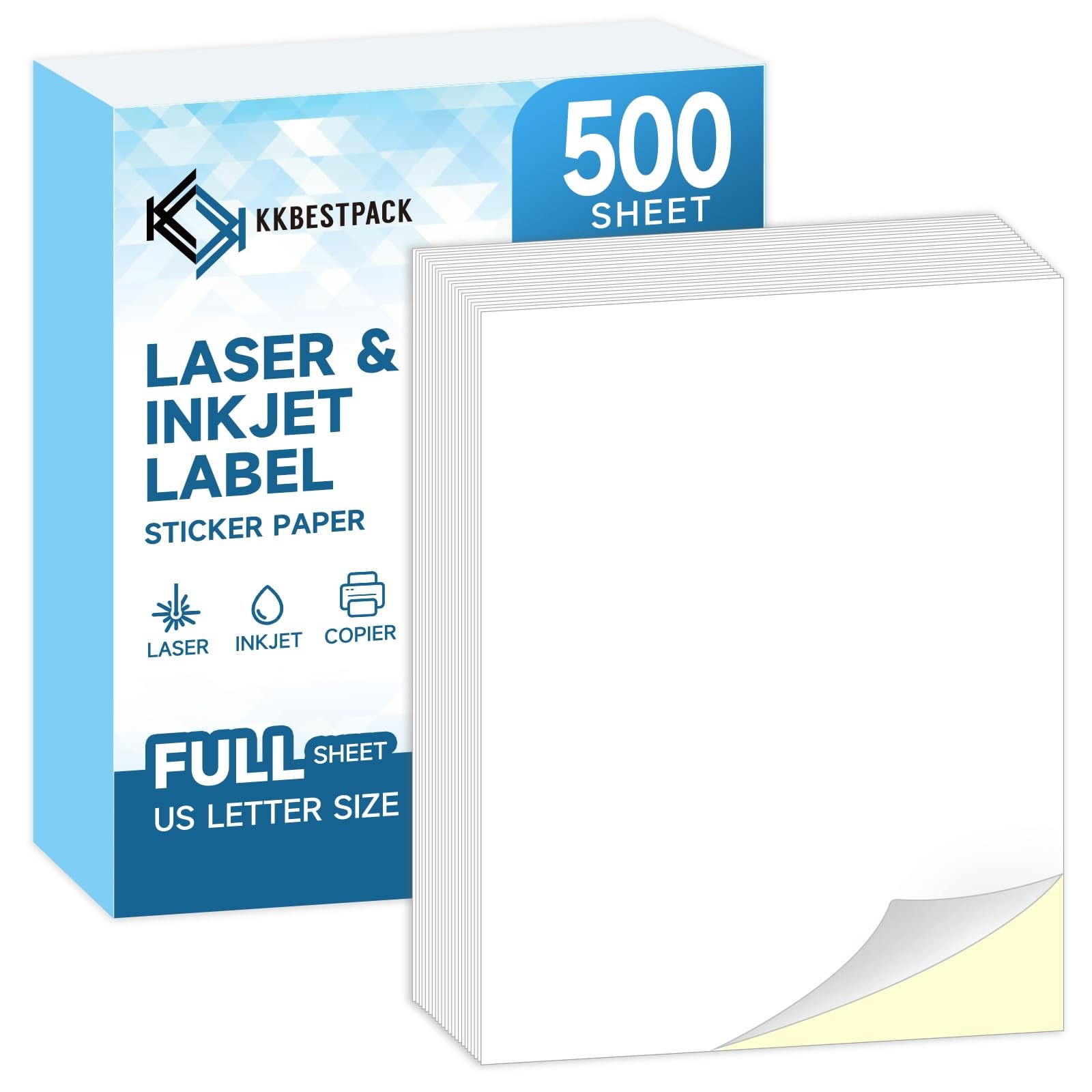 Full Sheets Sticker Paper – 500 Sheets, 8.5″ x 11″ Letter Size, for Inkjet & …