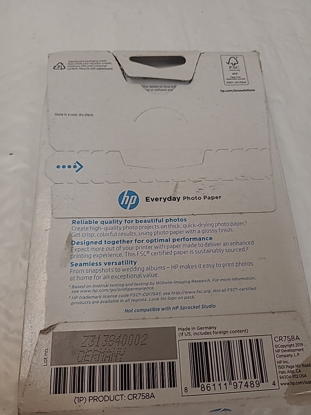 HP Everyday Photo Paper Designed For Inkjet Printers 4 X 6 50 Sheets