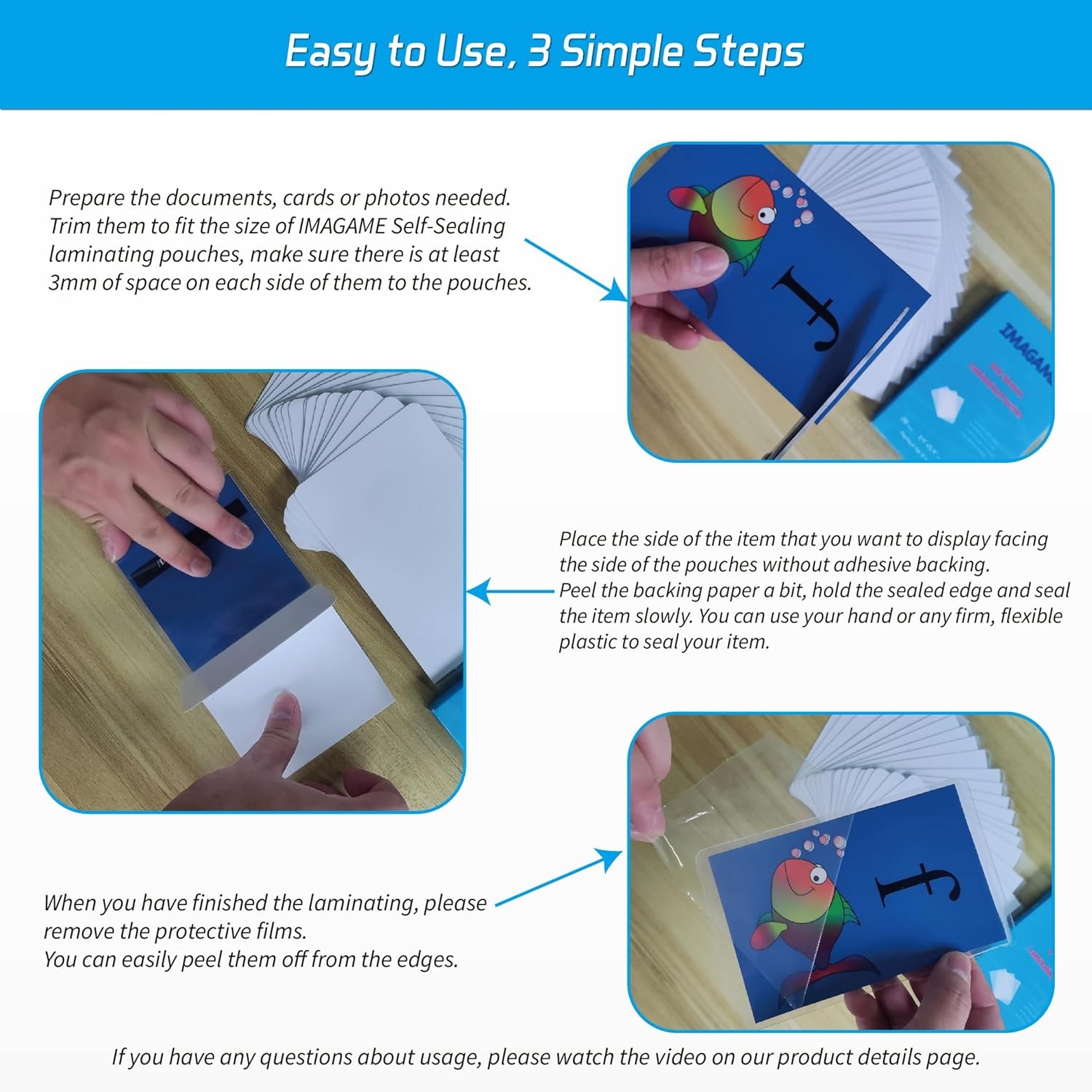 Self-Sealing Laminating Pouches, 2.6″ x 3.9″ for Business Cards and Bridge Size