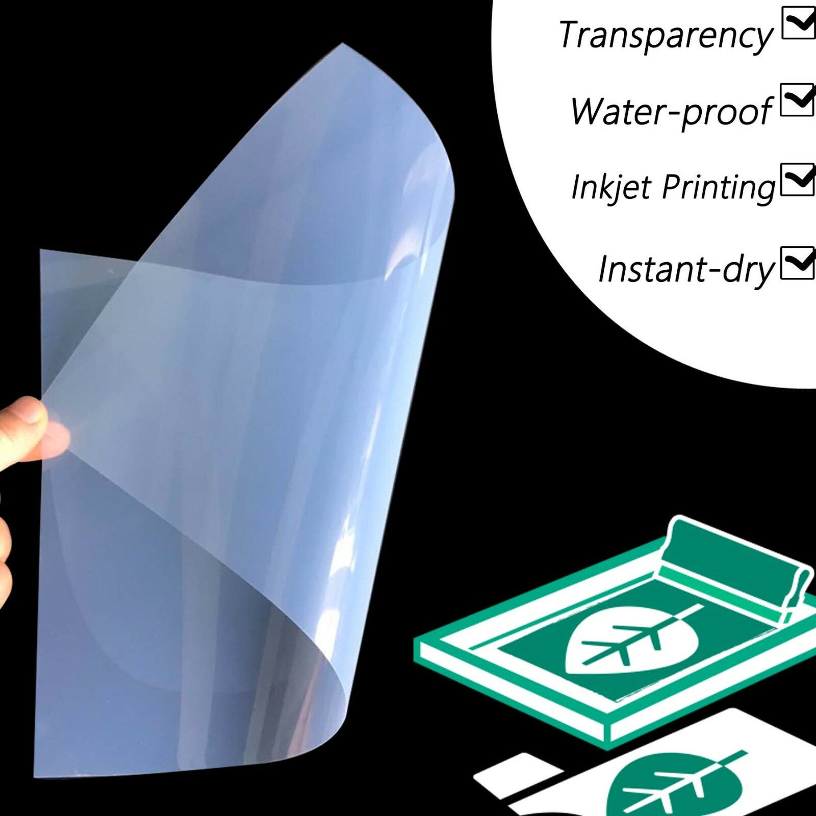 200 sheets，Waterproof Inkjet Milky Transparency Screen Printing Film 13″x19″