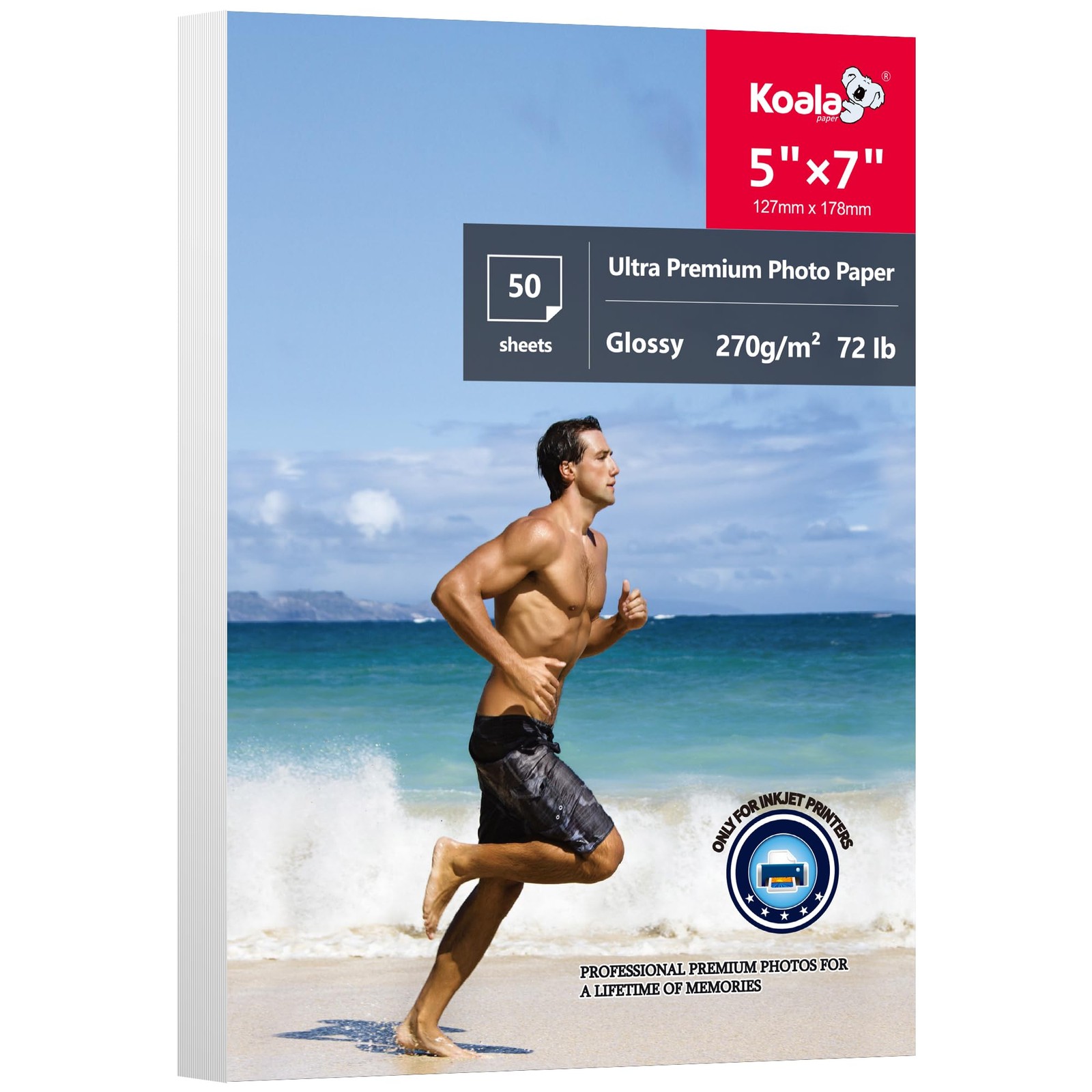 50 Sheets 72lb 5×7″ Koala Ultra Premium Glossy Photo Printer Paper Water
