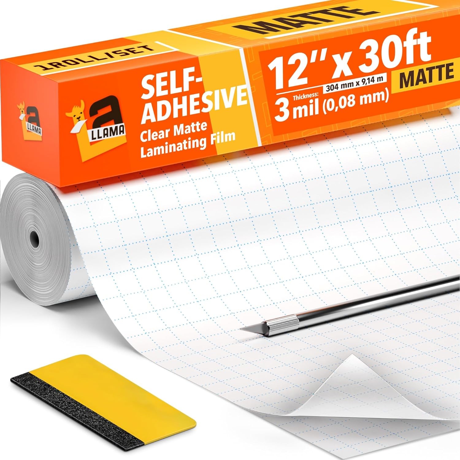 Matte Laminate Roll 12” x 30ft – Self Adhesive Laminating Film 3 MIL Roll