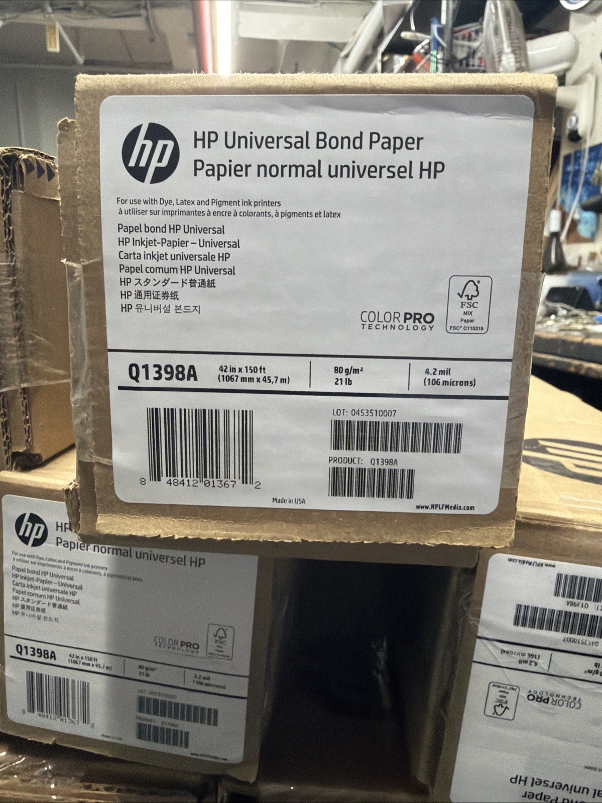 HP Q1398A, Universal Bond Paper (42 in x 150 ft) – 4.2 mil-Color Pro-NEW-Sealed