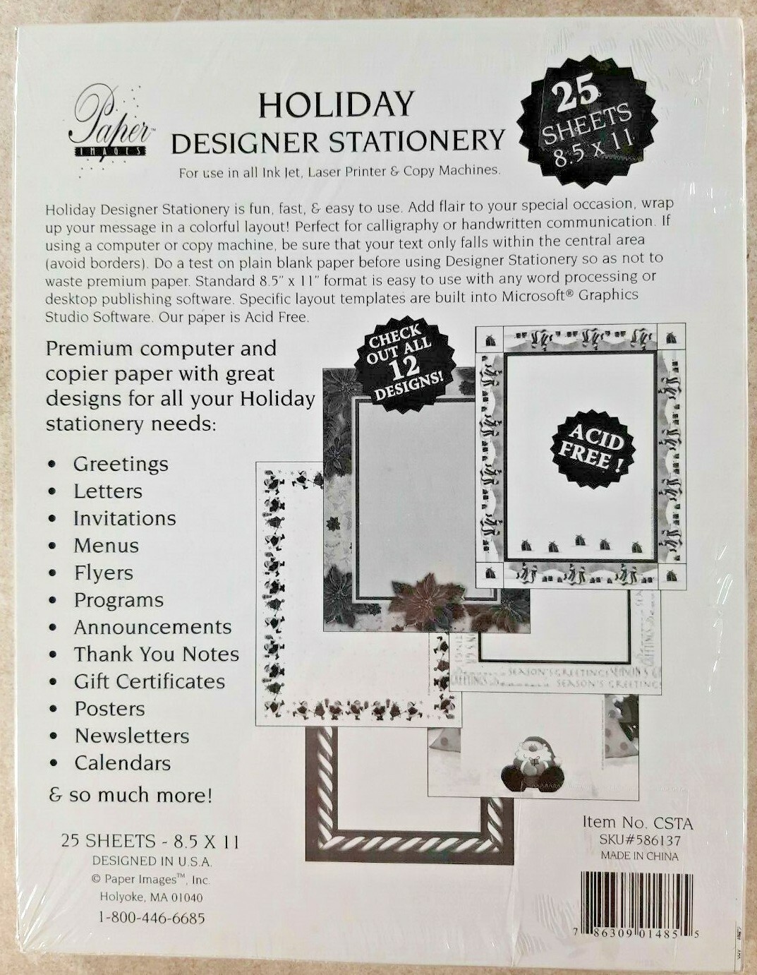 NEW Holiday Stationary Geographics Mailer with Seals 8-1/2″ x 11″ Pack Of 24