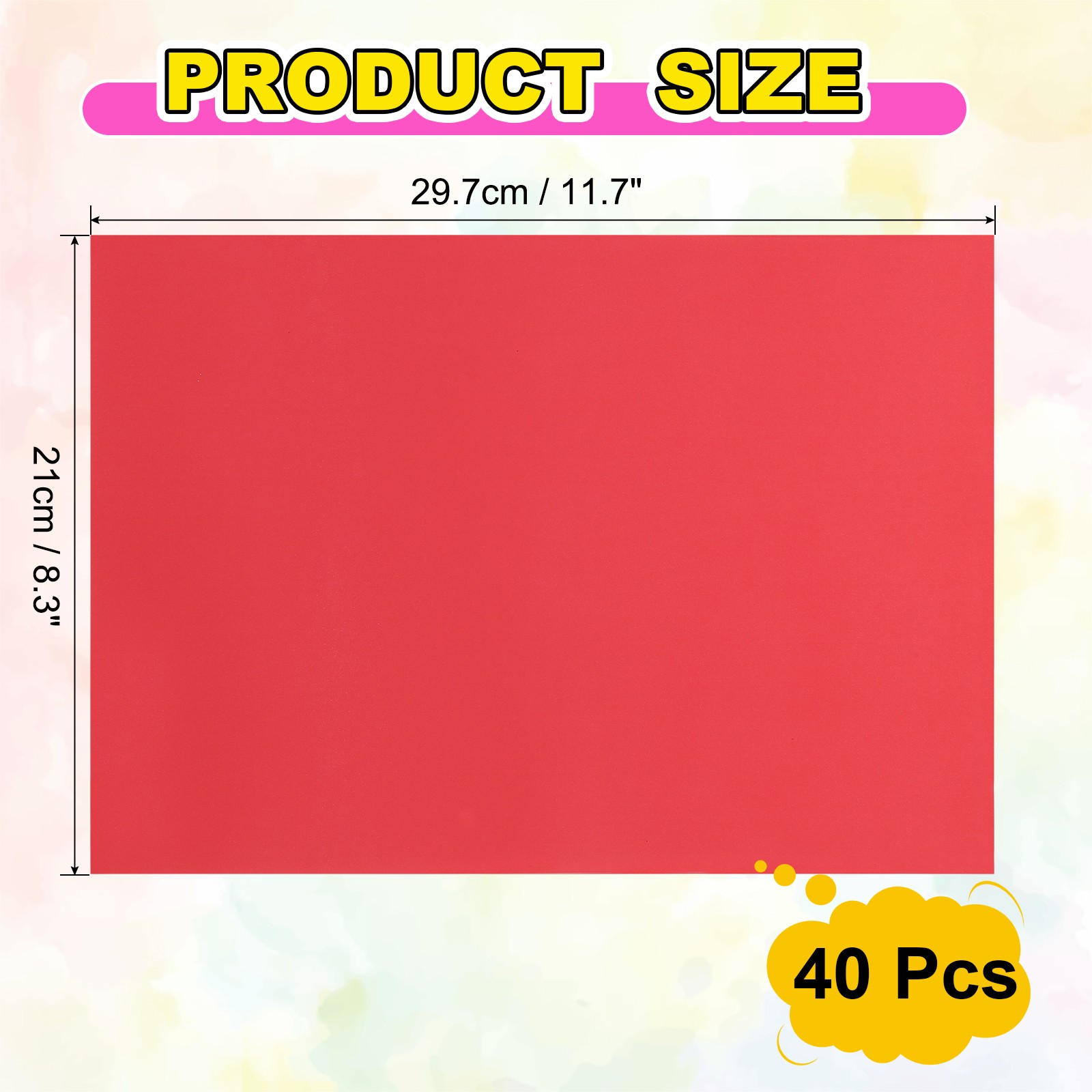 40Pcs Full Sheet Label Sticker Paper, A4 Shipping Labels, Red