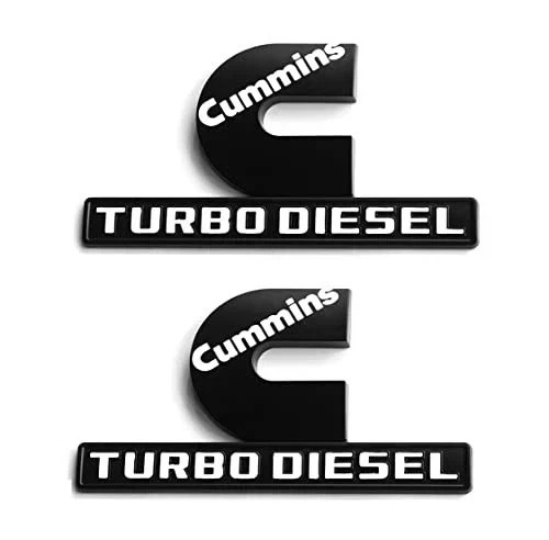 2Pack OEM Black Cummins Turbo Emblem Compatible with 2500 Black with white