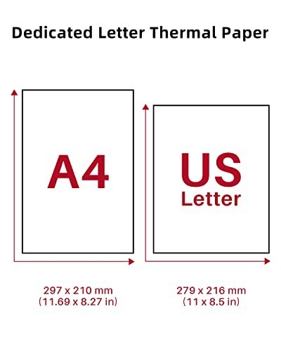 Thermal Printer Paper 8.5″x11″ – 100 Sheets, Inkless Compatible for M08F, A285M,