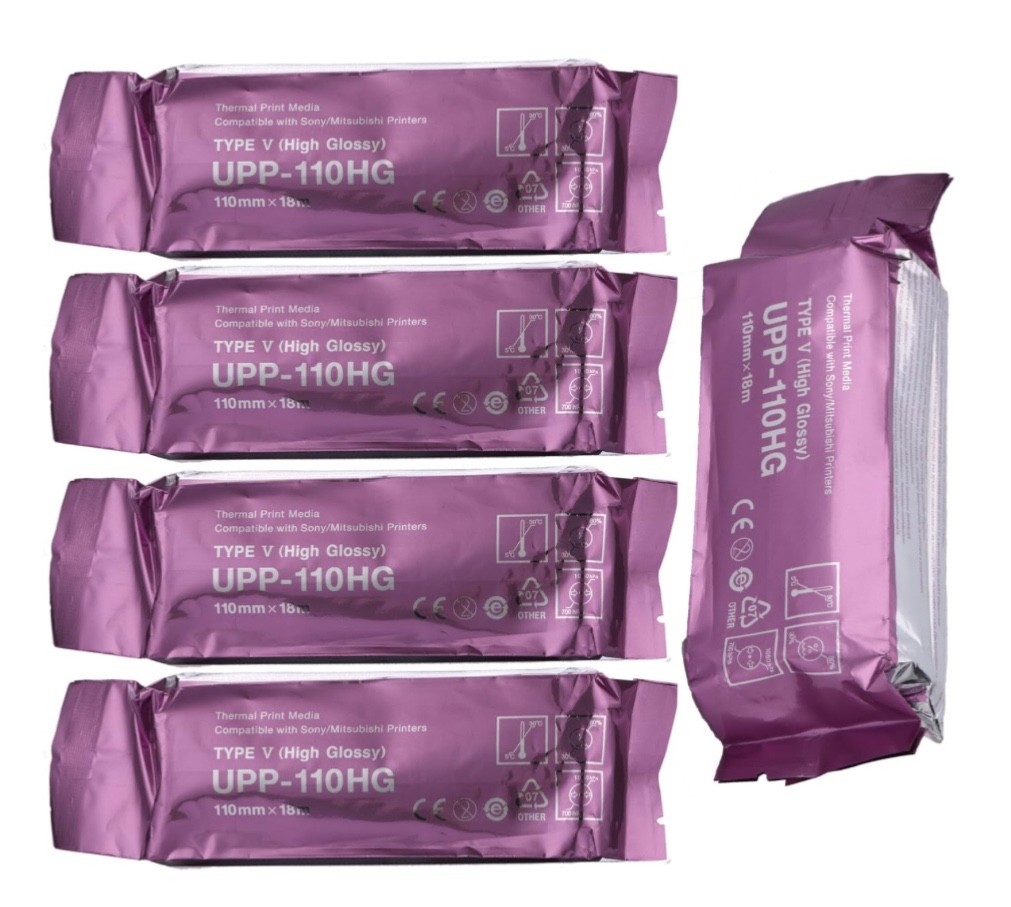 5 Rolls UPP-110HG High Gloss Ultrasound Paper Type V, UPP-110HG Sony Compatible