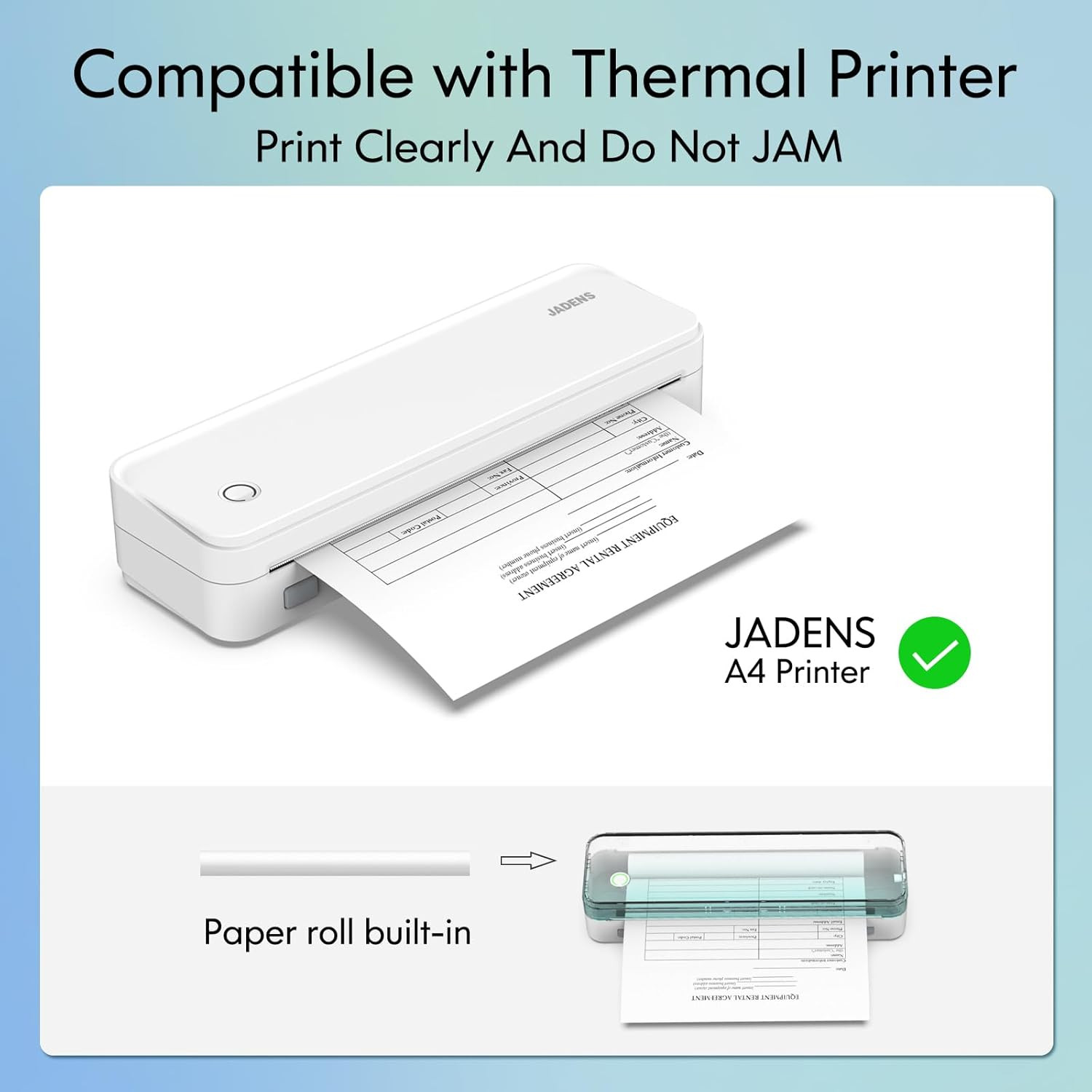 US Letter Size Quick-Dry Thermal Printer Paper 8.5”X11”, 4 Rolls, Compatible w