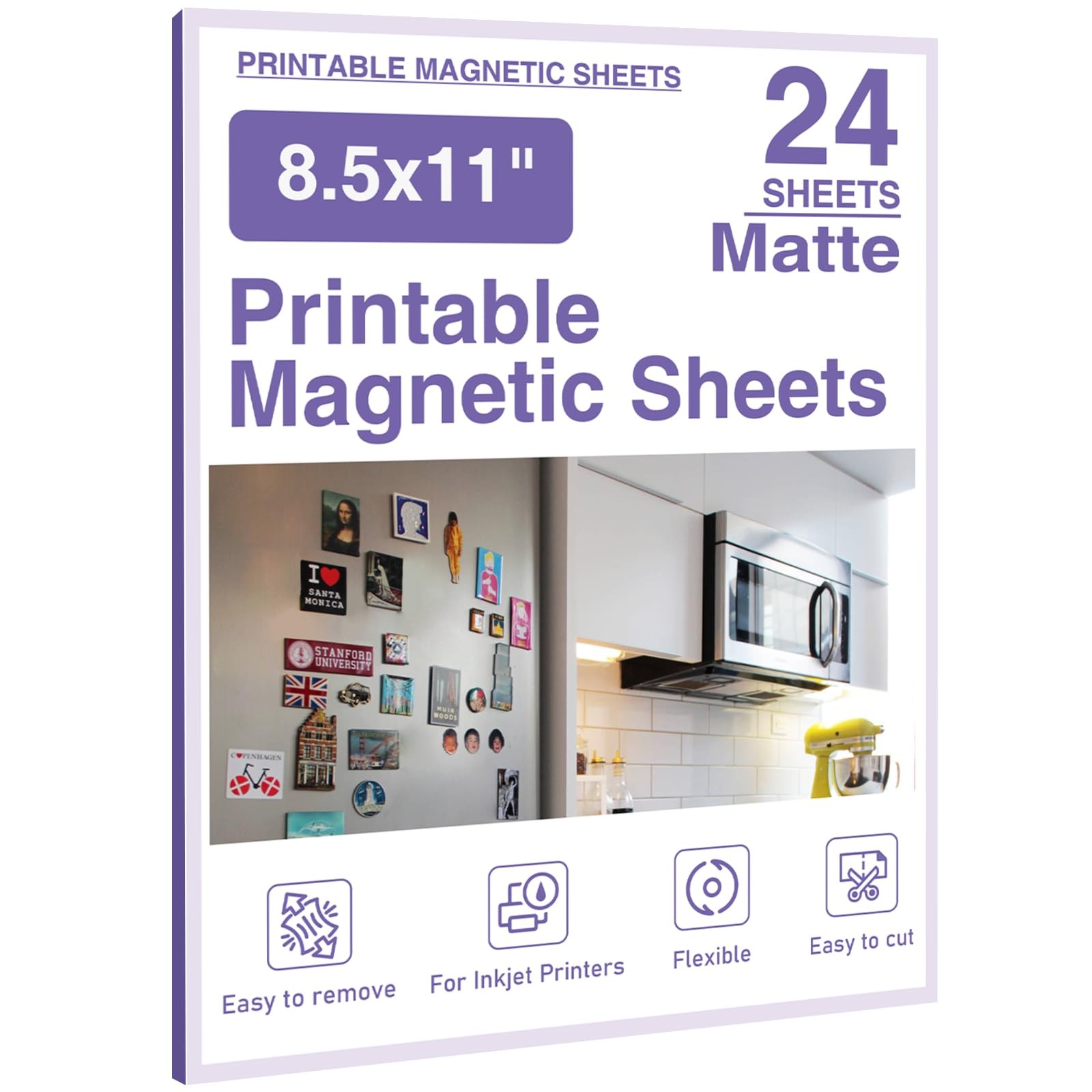 Printable Magnetic Sheets 8.5×11 Inches Matte Magnet Paper Sheet 24 Pcs Non A…