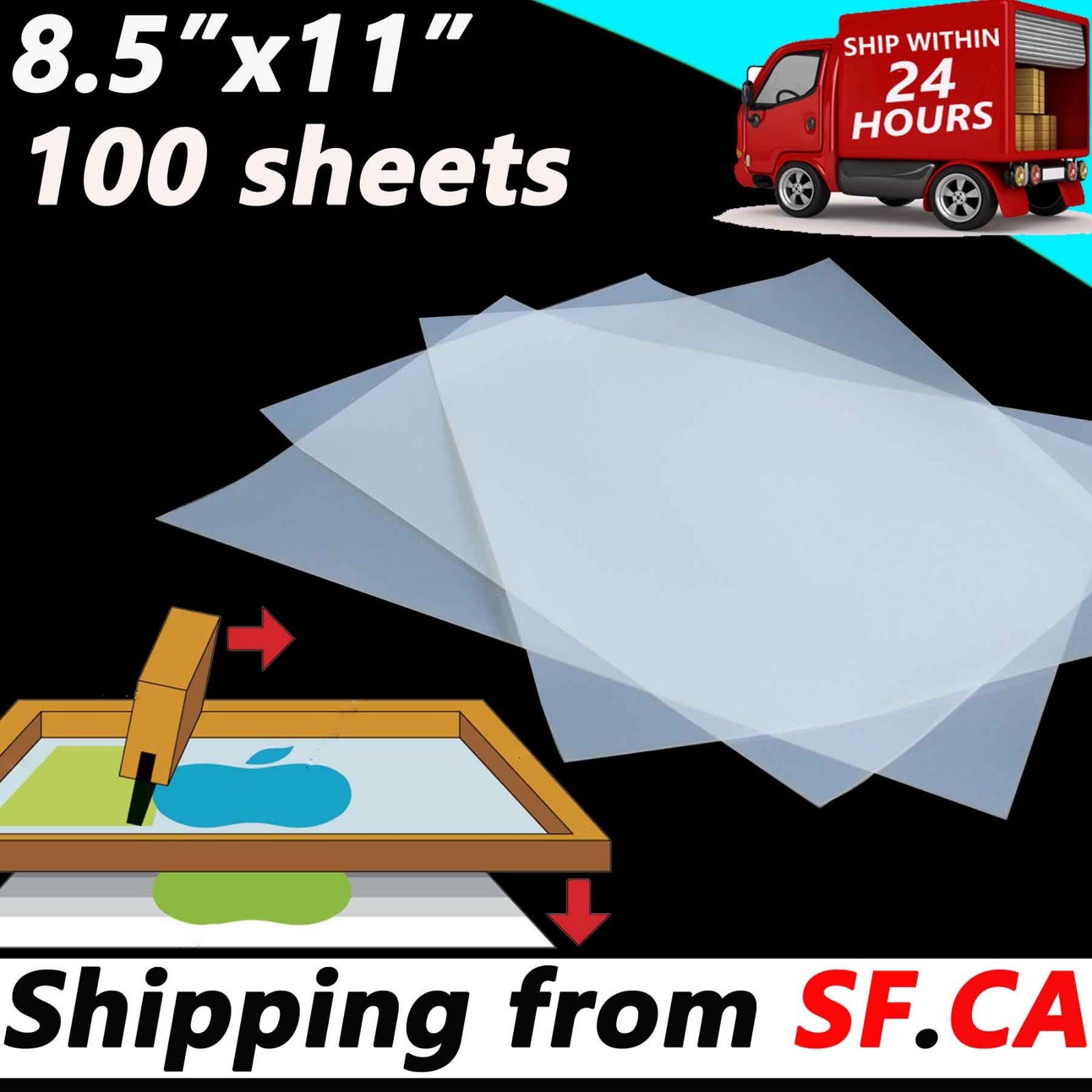 8.5″x11″ Waterproof Inkjet Milky Transparency Screen Printing Film 100 sheets