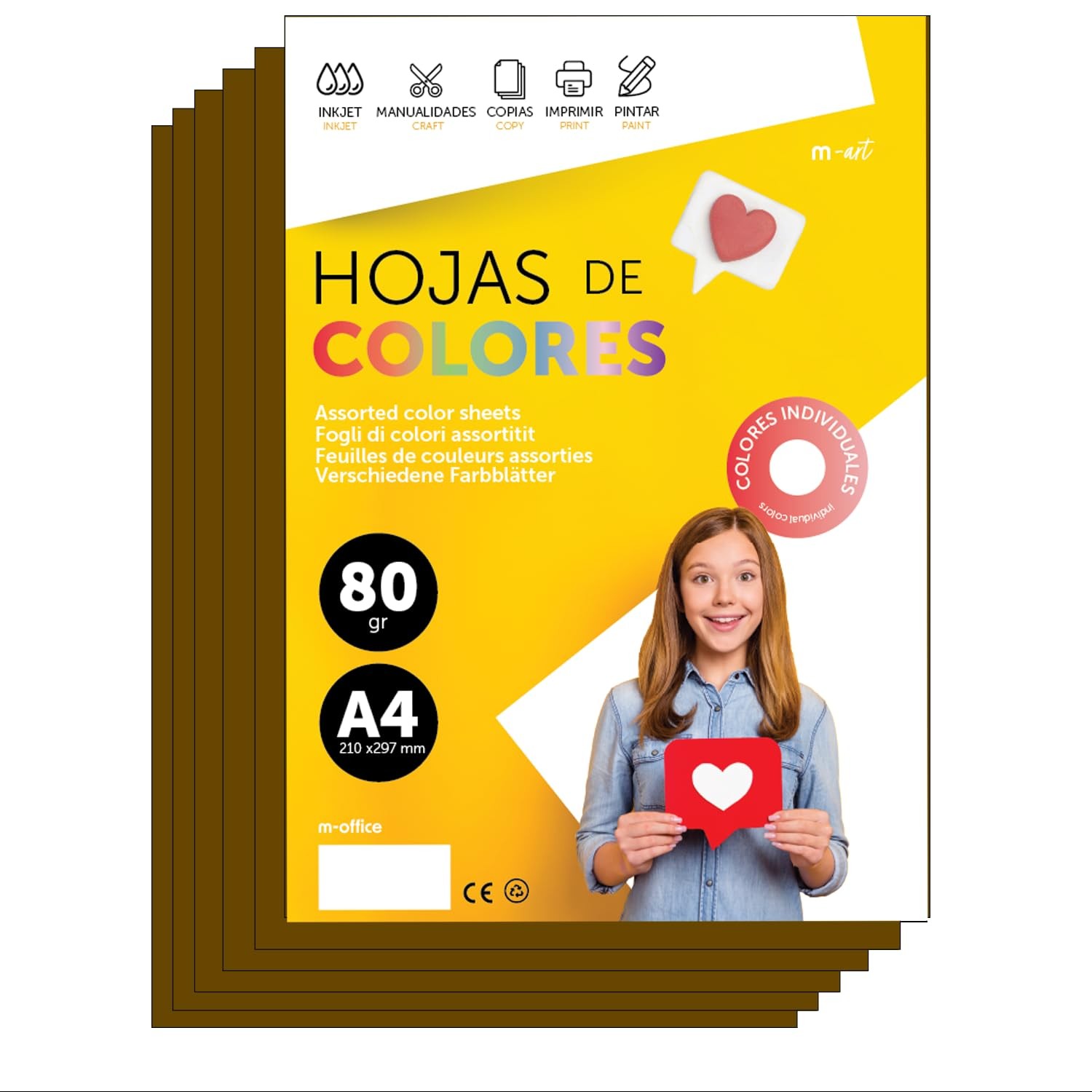 Colourful Paper A4 80g for Printers & Crafts, Coloured Sheets for Kids, Creat…