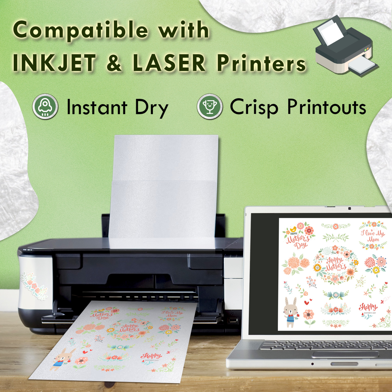 20-80P Koala Sticker Paper for Inkjet +Laser Printer 8.5×11 Pearl Glossy Sticker