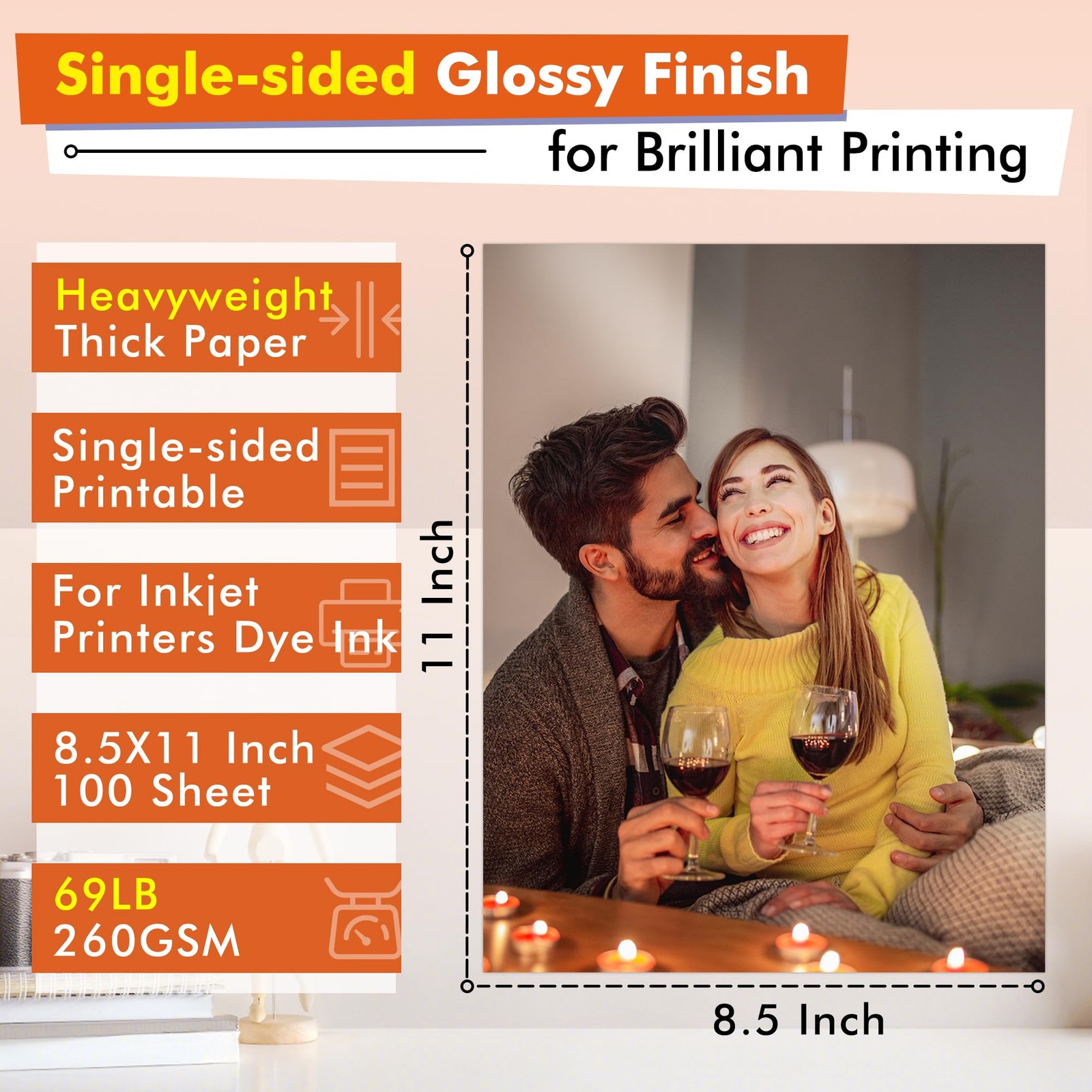 Koala Heavyweight Glossy Photo Paper 8.5×11 Inch 69LB 260GSM Single Sided